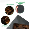 Close-up detail of boxing doormat artwork with rustic wood texture and visible rubber backing feature