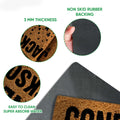 Motocross doormat feature view showing the printed surface, 3 mm thickness, and rubber backing