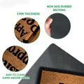 Close-up feature view of the Belgian Shepherd doormat showing the printed surface, black edge and rubber backing