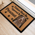 Spinone Italiano dog entryway mat positioned beside a doorway on light flooring