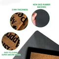 Close-up detail of the Labradoodle doormat surface and black rubber backing with rounded edge views