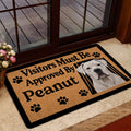 Dogo Argentino door mat styled near a glass entrance with a welcoming dog-lover design