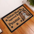 Cavalier King Charles Spaniel doormat styled at a home entrance on a warm wood floor