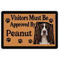 English Springer Spaniel doormat with brown and black artwork, paw prints, and welcoming entryway message