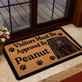 Boykin Spaniel entryway mat positioned near a glass door with a welcoming pet design
