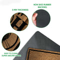 Close-up feature view of the lineman doormat showing printed surface and black rubber backing