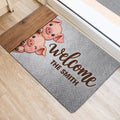 Pig-themed entryway rug shown beneath a doorway with playful illustrated pig artwork