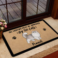 Persian cat doormat styled at a home entrance with glass doors and warm interior decor