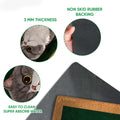 Exotic Shorthair doormat feature view showing printed top surface and black rubber grip backing