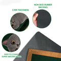 British Shorthair cat doormat feature view showing the printed surface, rubber backing and edge