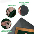 Sphynx cat doormat feature view showing the printed surface, rubber backing and easy-clean construction