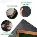 Maine Coon doormat detail showing the printed surface, rubber backing, rounded edge and thickness