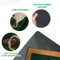 Close-up detail of the Siamese cat doormat edge, printed surface, and dark rubber grip backing