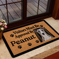 Whippet front door mat displayed in a home entrance with a warm dog lover theme