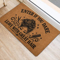 Hairdresser door mat placed at an entrance, featuring a black hair design, scissors, comb and decorative stars