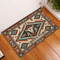American Native bison skull doormat displayed in a bright entryway on a wood floor