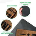 Close-up detail of the printed Vietnam Veteran doormat surface, edge, and rubber backing