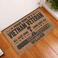 Vietnam Veteran doormat displayed at a home entrance on a warm wood floor