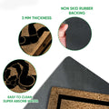 Wrestling doormat detail graphic showing the printed top, layered edge, and black rubber backing