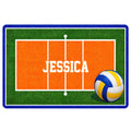 Volleyball court doormat with a colorful ball graphic and centered editable-style lettering