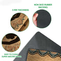 Yoga doormat feature view showing the printed lotus artwork, textured top surface, and dark rubber backing