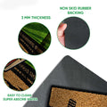 Cricket doormat detail graphic showing the printed surface, 3 mm thickness and rubber backing