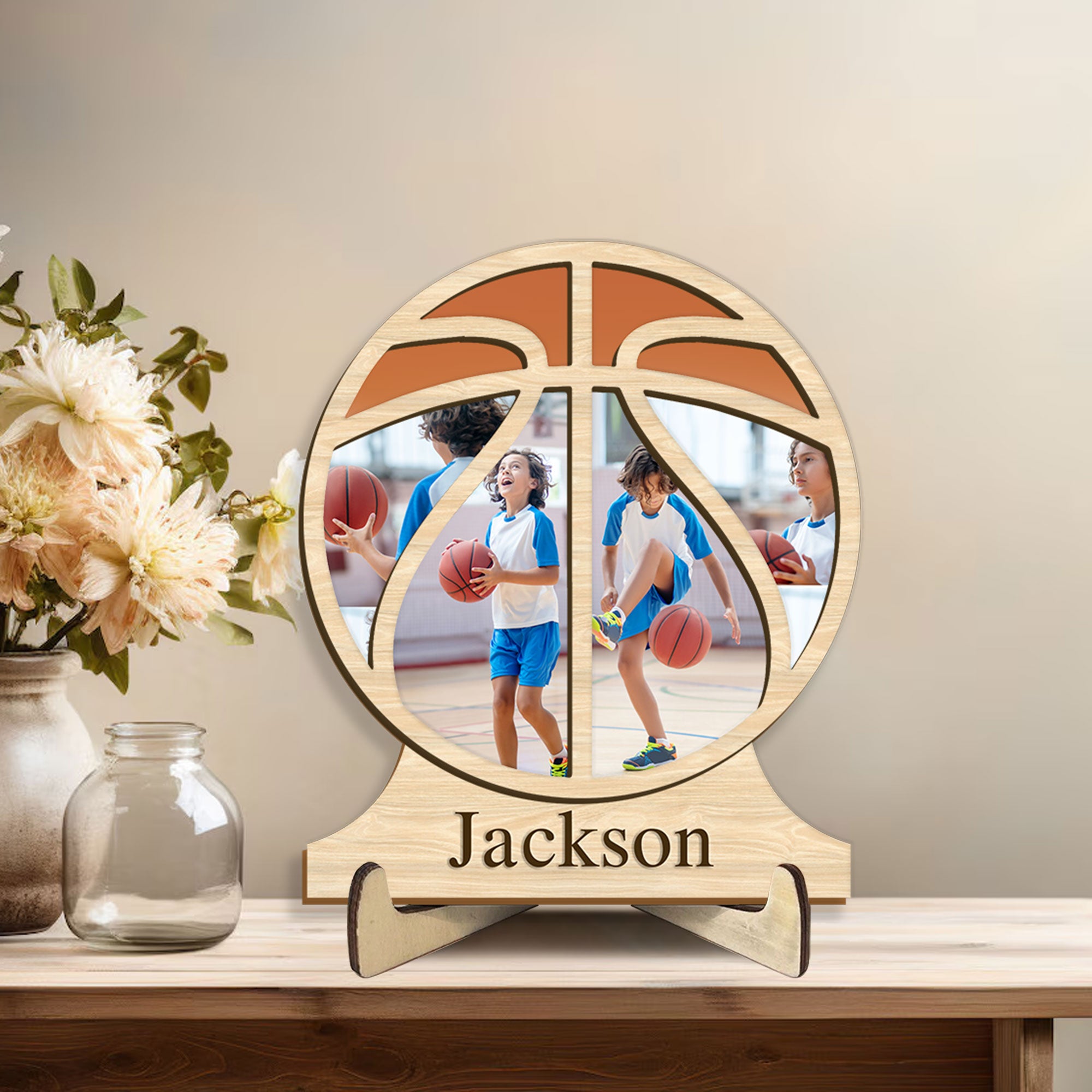 Personalized Basketball Wooden Plaque, Basketball Wooden Sign, Custom Photo Wood Sign, Sport Gift For Coach, Son, Boy, Kid, Team