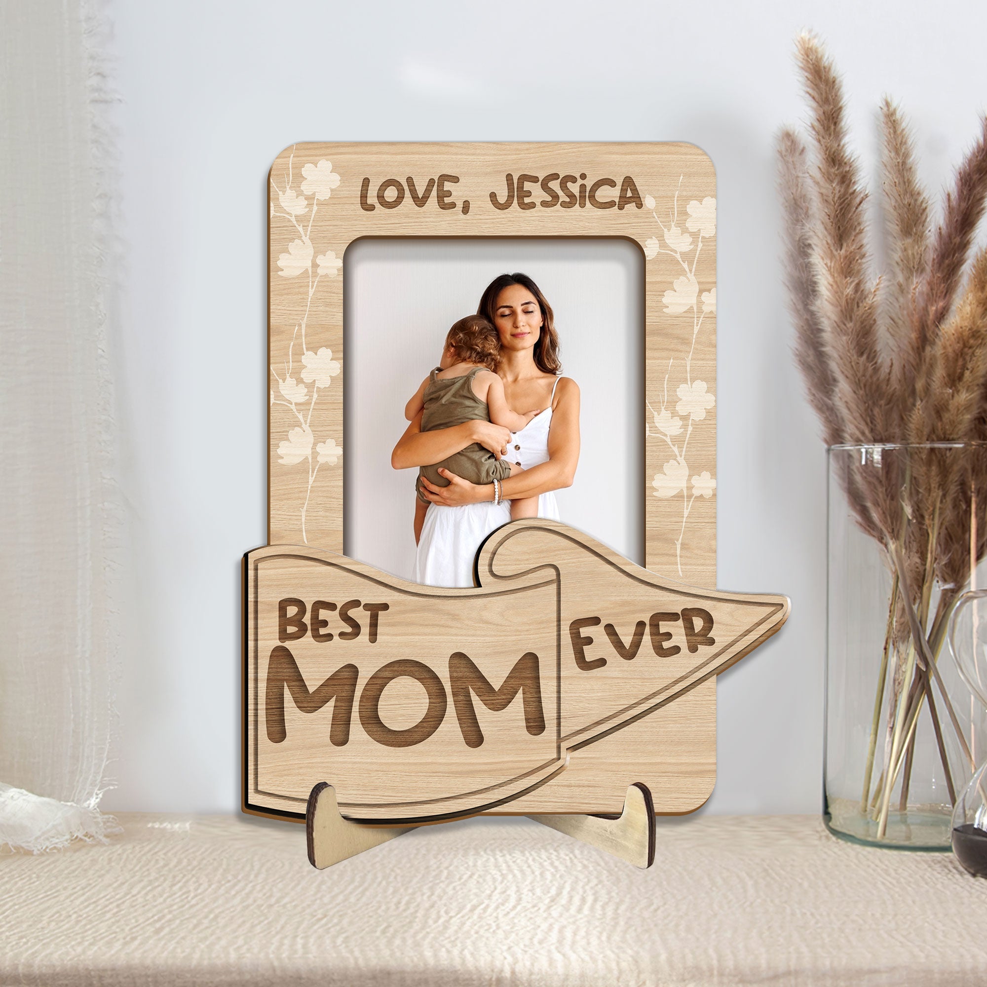 Personalized Mom Wooden Plaque, Custom Photo & Kid's Name Wooden Sign, Best Mom Ever Wood Sign, Mother's Day Gift For Grandma, Mom, Her