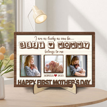 Personalized Mom Wooden Plaque, Custom Photo & Name Wooden Sign, Happy First Mother's Day Wood Sign, Mother's Day Gift For Nana, Family, Her