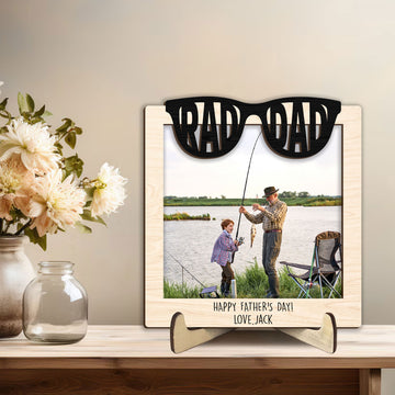 Personalized Dad Wooden Plaque, Custom Photo & Name Wooden Sign, Rad Dad Fishing Wood Sign, Father's Day Gift for Dad, Grandpa, Him