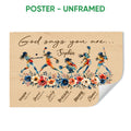 Unframed softball poster featuring illustrated players, colorful floral accents, and an inspirational faith message