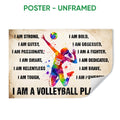 Unframed volleyball poster featuring a colorful jumping player surrounded by motivational wording