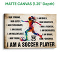 Matte canvas soccer wall art featuring a colorful action player and bold motivational design