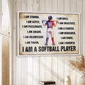 Softball motivational wall art displayed on a light wood-paneled wall in a bright home interior