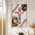 Baseball faith-inspired wall art displayed in a bright room with white wood paneling
