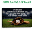 Matte canvas baseball wall art displayed with a stadium field and sports message