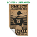 Unframed baseball poster featuring a player holding a bat in a stadium with vintage sepia artwork