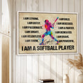 Softball wall art displayed in a bright wood-paneled room above books and neutral home decor