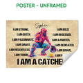 Unframed softball poster featuring a colorful catcher illustration and motivational wall art design