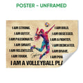 Unframed volleyball poster featuring a colorful jumping player, volleyball, and motivational sports artwork