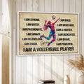 Framed volleyball wall art displayed on a light wood-paneled wall in a bright home interior