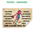 Unframed basketball poster featuring a colorful female player, basketball, and motivational sports artwork