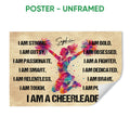 Unframed cheerleading poster featuring a colorful jumping cheerleader and motivational artwork