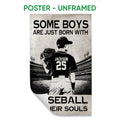 Unframed baseball poster showing a player with a glove in a stadium setting