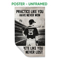 Unframed baseball poster featuring a stadium batter and bold motivational sports typography