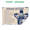 Unframed basketball poster featuring an illustrated player and motivational life lessons