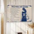 Framed volleyball wall art displayed on a light wood wall in a bright home decor setting