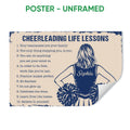 Unframed cheerleading poster featuring a pom-pom cheerleader and motivational life lessons