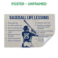 Unframed baseball poster with a batter silhouette and numbered baseball life lessons
