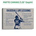 Matte canvas baseball wall art featuring a batter and motivational sports-themed sayings